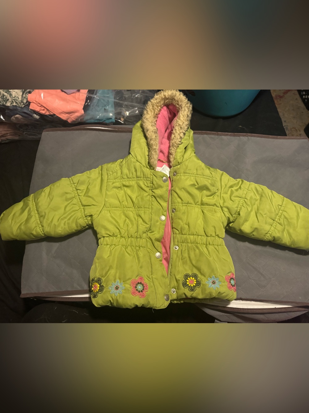 Lime green girls puffer jacket